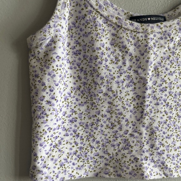 Brandy Melville White and Purple Floral Camisole - Picture 2 of 4